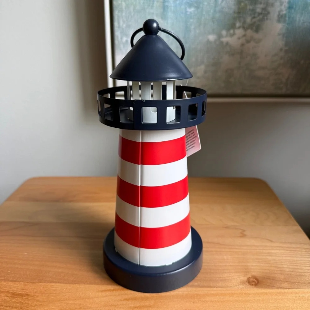 NWT Target Bullseyes Playground Metal Nautical Coastal Lighthouse LED Lantern
